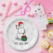 ホホホホメリークリスマスサンタカワイイ雪だるま ペーパープレート (パーティー)