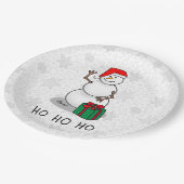 ホホホホメリークリスマスサンタカワイイ雪だるま ペーパープレート (アングル)