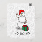 ホホホホメリークリスマスサンタカワイイ雪だるま ポストカード (正面/裏面)