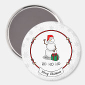 ホホホホメリークリスマスサンタカワイイ雪だるま マグネット (正面/裏面)