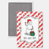 ホホホホメリークリスマスサンタカワイイ雪だるま マグネット (正面/裏面)