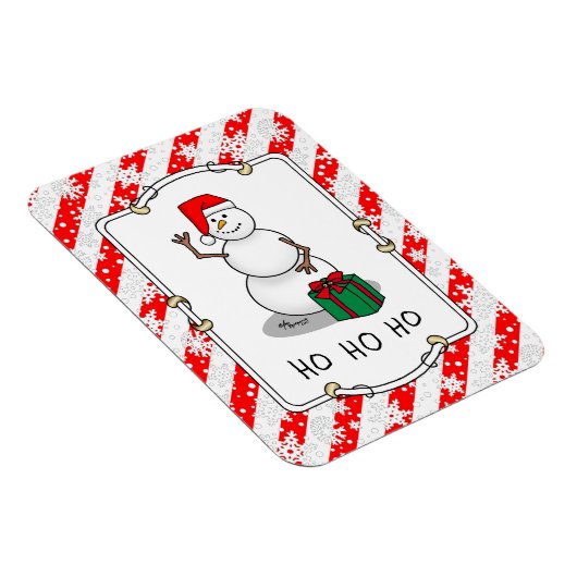 ホホホホメリークリスマスサンタカワイイ雪だるま マグネット (右側)