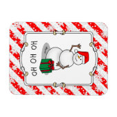 ホホホホメリークリスマスサンタカワイイ雪だるま マグネット (横)