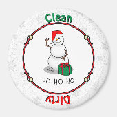 ホホホホメリークリスマスサンタカワイイ雪だるま マグネット (正面)