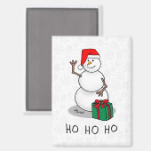 ホホホホメリークリスマスサンタカワイイ雪だるま マグネット (正面/裏面)