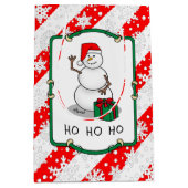 ホホホホメリークリスマスサンタカワイイ雪だるま ミディアムペーパーバッグ (正面)