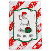 ホホホホメリークリスマスサンタカワイイ雪だるま ミディアムペーパーバッグ (裏面)