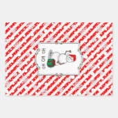 ホホホホメリークリスマスサンタカワイイ雪だるま ラッピングペーパーシート (正面)