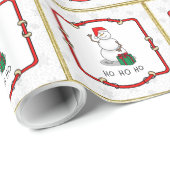 ホホホホメリークリスマスサンタカワイイ雪だるま ラッピングペーパー (ロールコーナー)
