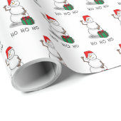 ホホホホメリークリスマスサンタカワイイ雪だるま ラッピングペーパー (ロールコーナー)