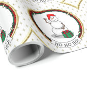 ホホホホメリークリスマスサンタカワイイ雪だるま ラッピングペーパー (ロールコーナー)