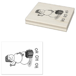 ホホホホメリークリスマスサンタカワイイ雪だるま ラバースタンプ