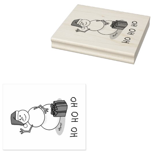 ホホホホメリークリスマスサンタカワイイ雪だるま ラバースタンプ (押印)