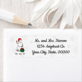 ホホホホメリークリスマスサンタカワイイ雪だるま ラベル