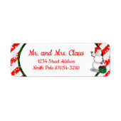 ホホホホメリークリスマスサンタカワイイ雪だるま ラベル (正面)