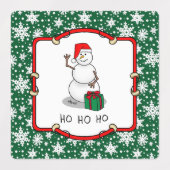 ホホホホメリークリスマスサンタカワイイ雪だるま ラベル (デザイン1)