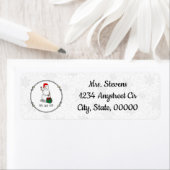 ホホホホメリークリスマスサンタカワイイ雪だるま ラベル (インサイチュ)