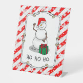 ホホホホメリークリスマスサンタカワイイ雪だるま 台座サイン (正面)