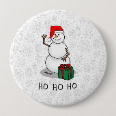ホホホホメリークリスマスサンタカワイイ雪だるま 缶バッジ (正面)