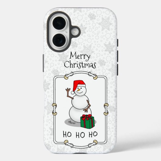 ホホホホメリークリスマスサンタカワイイ雪だるま Case-Mate iPhoneケース (裏面)