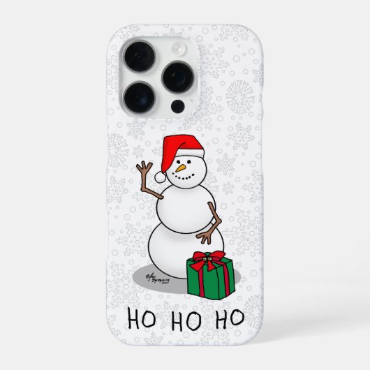 ホホホホメリークリスマスサンタカワイイ雪だるま iPhoneケース (裏面)