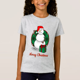 ホホホホメリークリスマスサンタカワイイ雪だるま Tシャツ