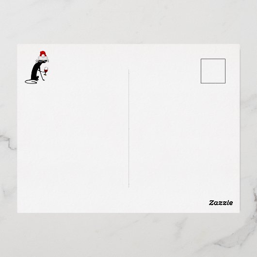 ホホホホメロキャットおもしろいクリスマスワイン引用文 箔シーズンポストカード (裏面)