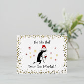 ホホホホメロキャットおもしろいクリスマスワイン引用文 箔シーズンポストカード (立ち正面)