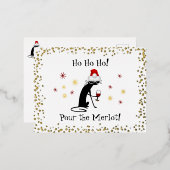 ホホホホメロキャットおもしろいクリスマスワイン引用文 箔シーズンポストカード (正面/裏面)