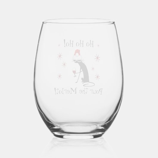 ホホホホメロクリスマスワおもしろいイン引用文 ステムなしワイングラス (裏面)