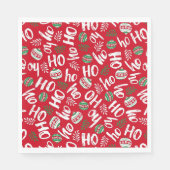 ホホホホレッド&グリーンクリスマスボールレッド スタンダードランチョンナプキン (正面)