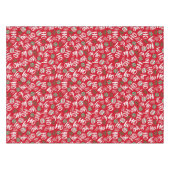 ホホホホレッド&グリーンクリスマスボールレッド テーブルクロス (正面(横))