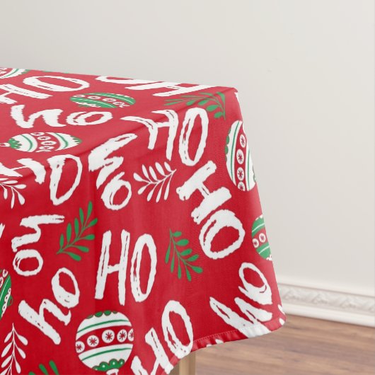 ホホホホレッド&グリーンクリスマスボールレッド テーブルクロス (インサイチュ)