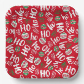 ホホホホレッド&グリーンクリスマスボールレッド ペーパープレート (正面)