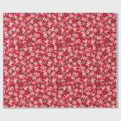 ホホホホレッド&グリーンクリスマスボール ラッピングペーパー (フラット)