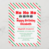 ホホホホークリスマス子供の誕生日 招待状 (正面/裏面)