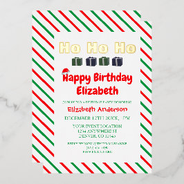 ホホホホークリスマス子供の誕生日 箔招待状