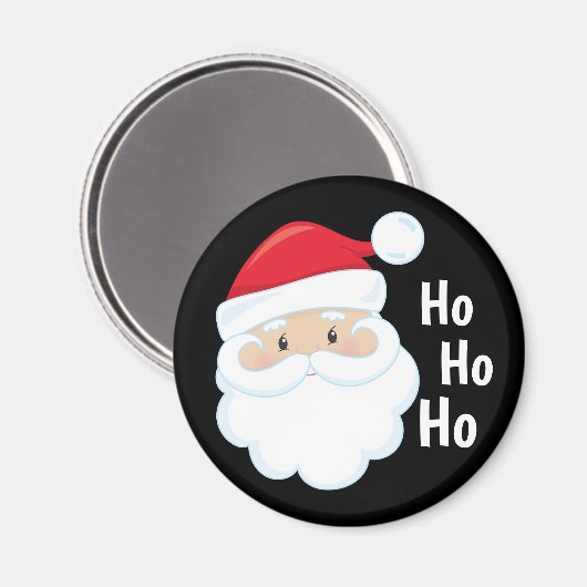ホホホホーサンタ顔メリークリスマスホリデイズレッド マグネット (正面/裏面)