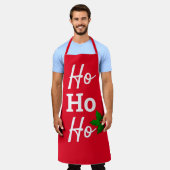 ホホホホーモダンレッドホワイトクリスマスオールオーバープリント エプロン (着用した状態)