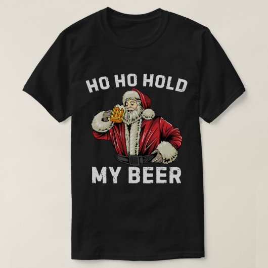 ホホホホールマイビールサンタおもしろいー節ビールクリステム Tシャツ (デザイン正面)