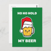 ホホホホー私のビールかわいいビアサンタを保持 ポストカード (正面/裏面)