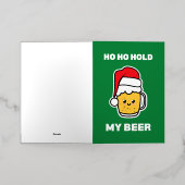 ホホホホー私のビールかわいいビアサンタを保持 箔グリーティングカード (外側レイダウン)