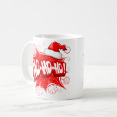 ホホホホー赤おもしろい白を笑う魅力的なサンタ コーヒーマグカップ (正面左)
