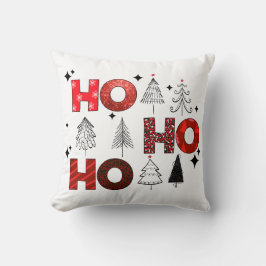 ホホホホー赤クリスマスツリー冬の休日 クッション