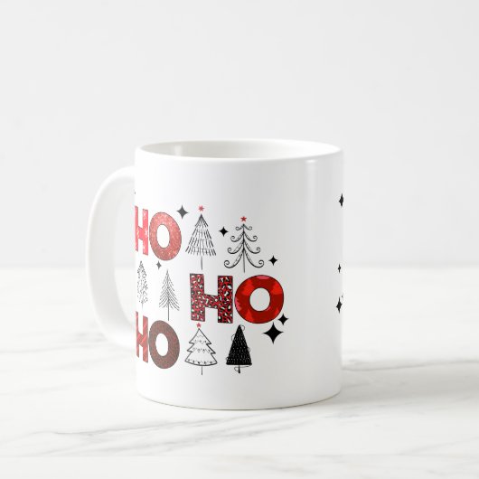 ホホホホー赤クリスマスツリー冬の休日 コーヒーマグカップ (正面左)