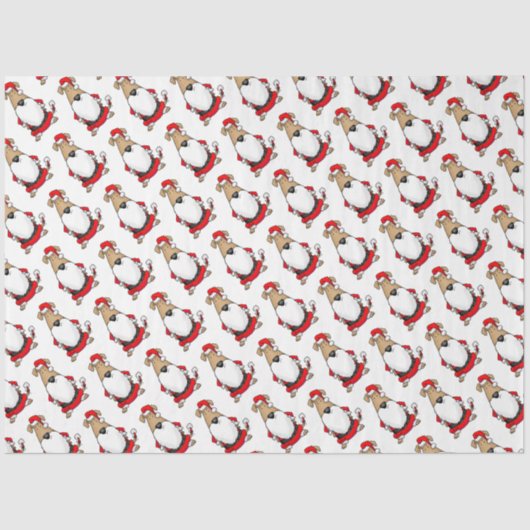 ホホホホー非常にサンタおもしろいコスチューム皮肉な犬 薄葉紙 (正面)