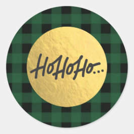 ホホホホーHOクリスマスホリデーバッファロープレイドゴールドフォイル ラウンドシール