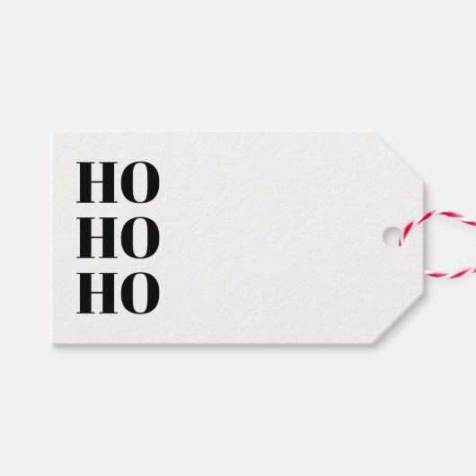 ホホホホ黒白かわいい空白のクリスマス ギフトタグ (正面(横))