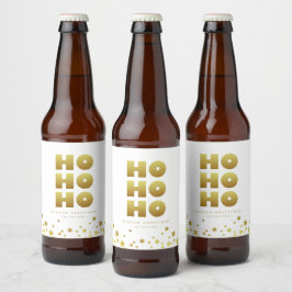 ホホホホ |おもしろいクリスマスホワイト&金ゴールド ビールラベル
