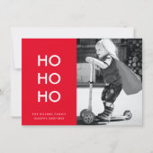ホホホホ |レッドクリスマスフォトおもしろいミニマルモダンリスト シーズンカード (正面)